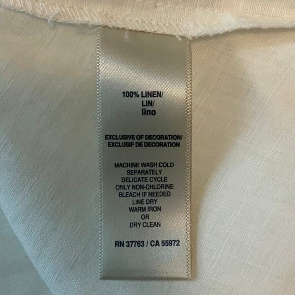Rafaella Cream Ivory Linen Blouse Roll Tab Large - Picture 7 of 8